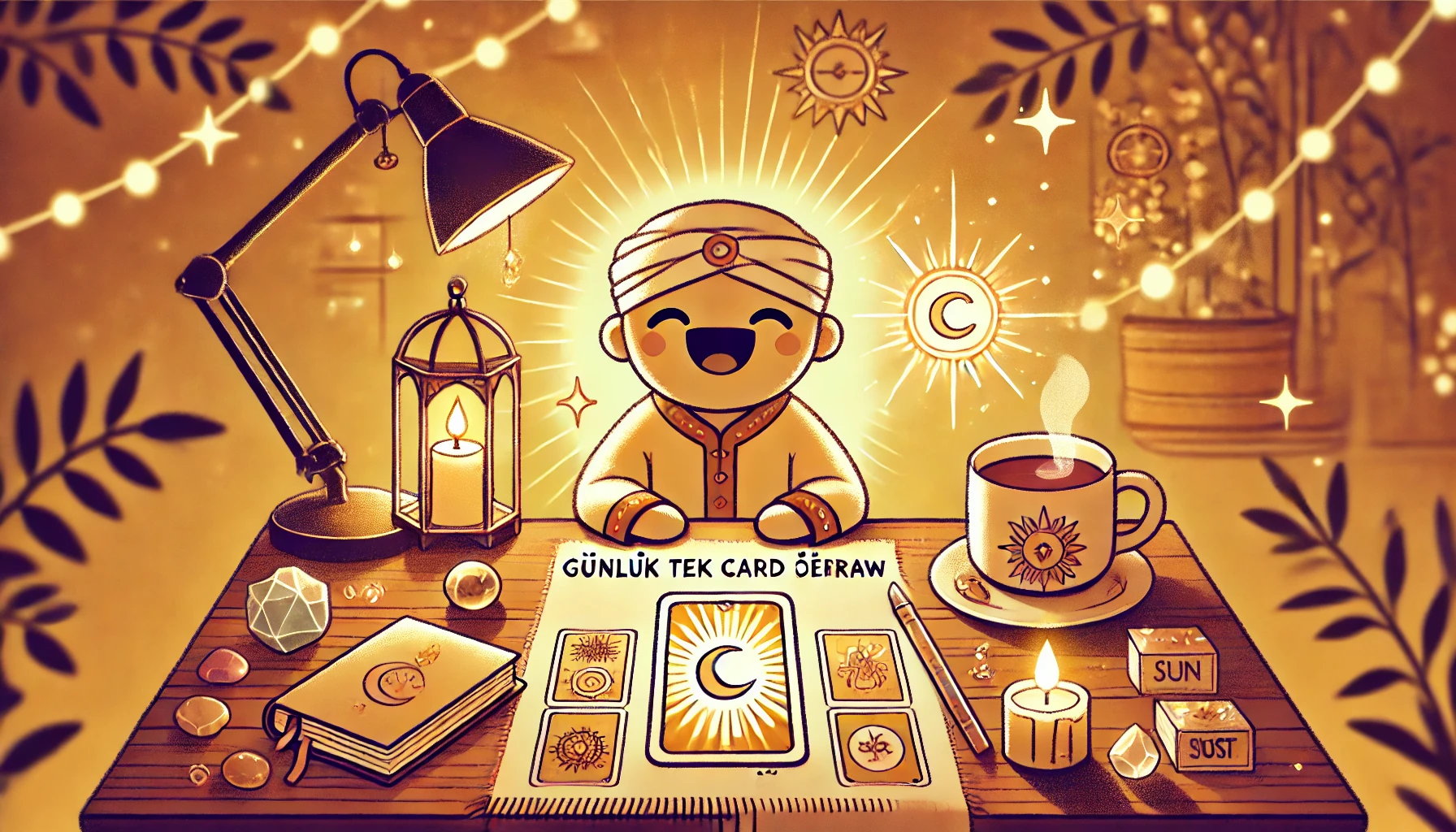 Bir el, sabah ışığında günün tarot kartını seçiyor